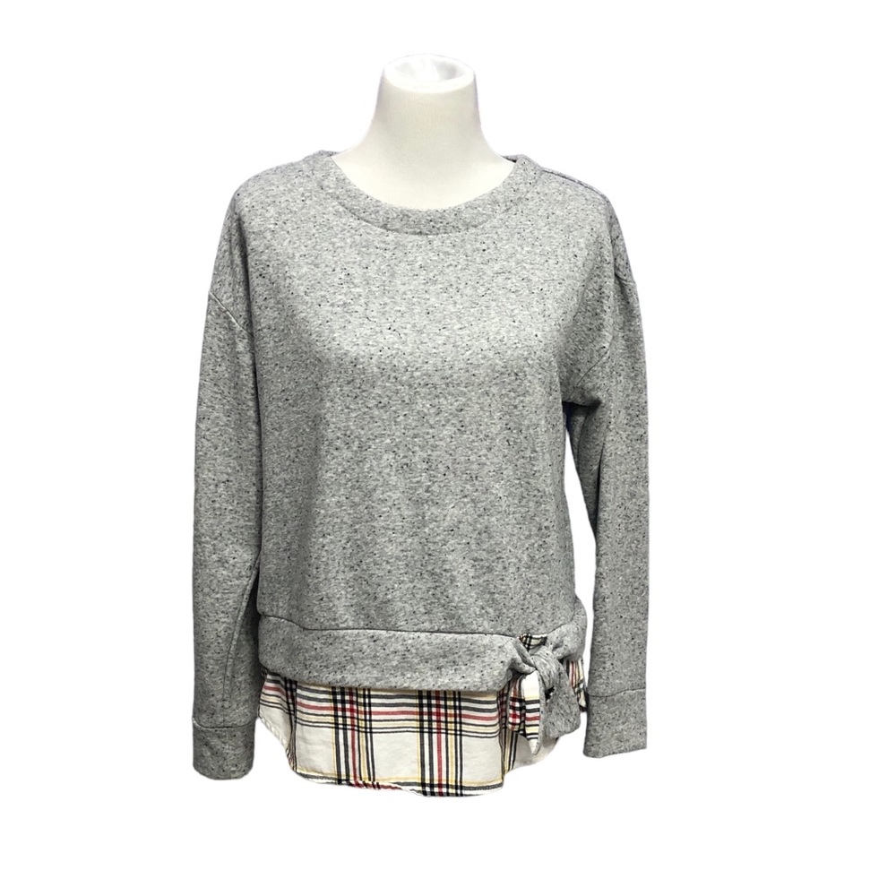 Izod Tie Front 2-Fer gray sweatshirt